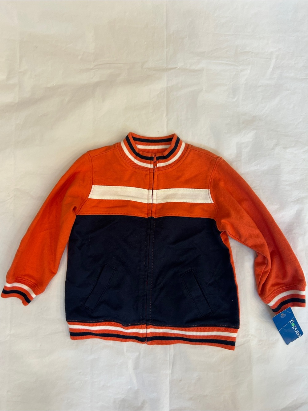 greendog Orange & Navy Zip-Up Colorblock Kids Jacket
